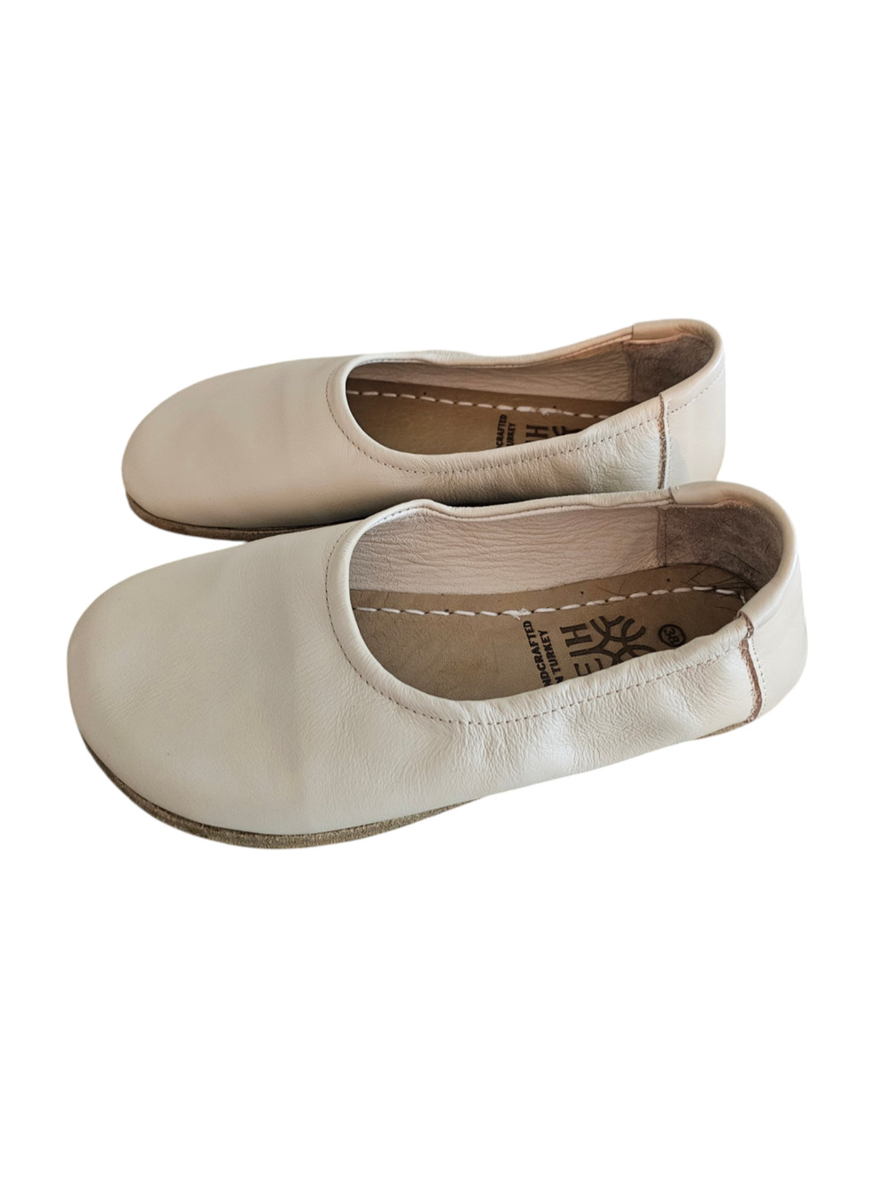 EH Earthing Harmony Grounding Cream Leather Ballet Flats 7.5